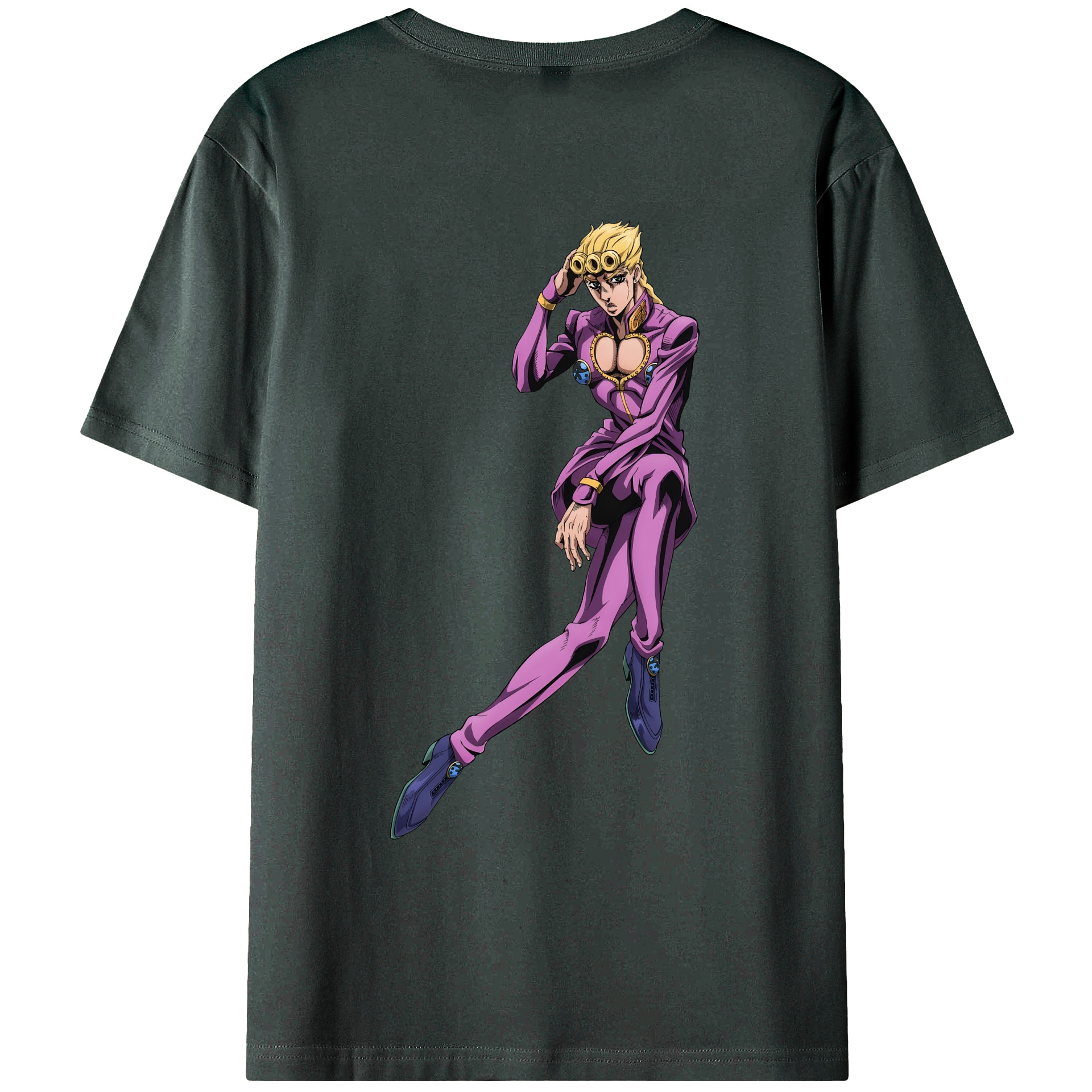 （画像用） ジョジョの奇妙な冒険 ジョルノ?ジョバァーナ JoJo's Bizarre Adventure Giorno Giovanna 綿100％ メンズ半袖Tシャツ（バックプリント） 通気性